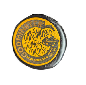 Godminster - Oak-Smoked Cheyney's Fortune Black Circle British Cheddar 5.3oz - Front View