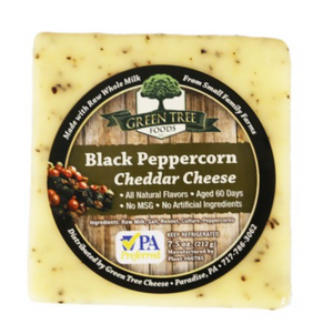 Green Tree - Black Peppercorn Cheddar Front View 7.5 oz - Front View