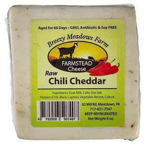 BREEZY MEADOWS FARM RAW CHILI CHEDDAR (GOAT MILK ONLY) 8 OZ