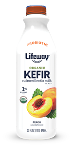 Organic Peach Low Fat Kefir, Lifeway, 32 oz