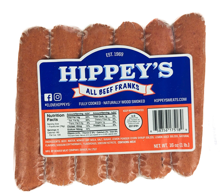 Hippey's Beef Franks 16 oz - Front View