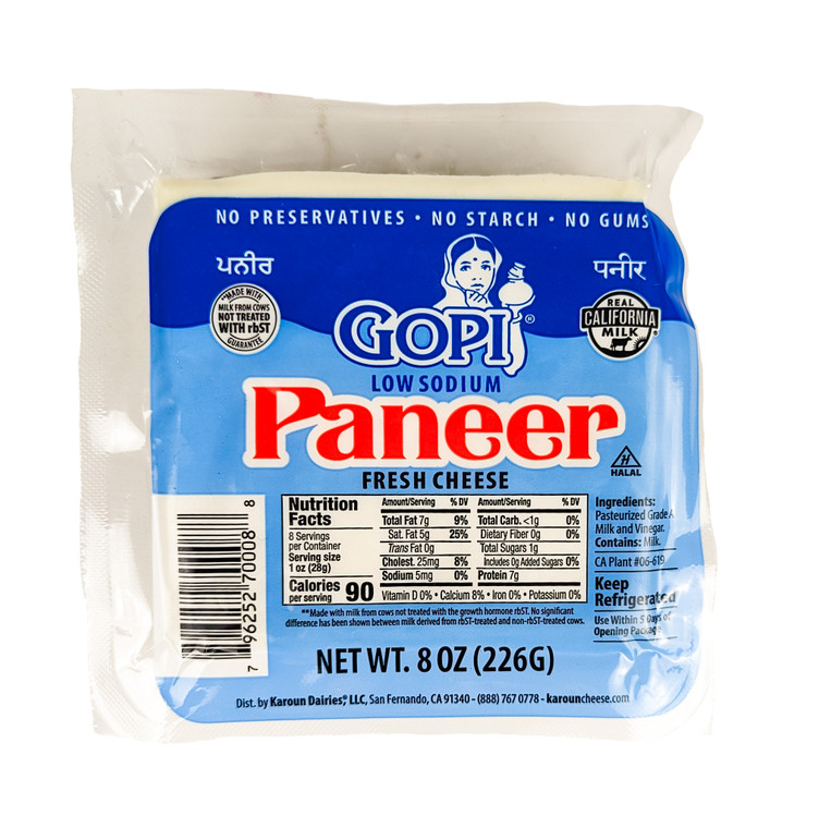Gopi - Low Sodium Paneer 8 oz - Front View