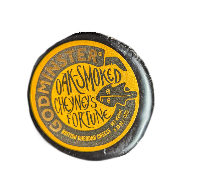 Godminster - Oak-Smoked Cheyney's Fortune Black Circle British Cheddar 5.3oz - Front View