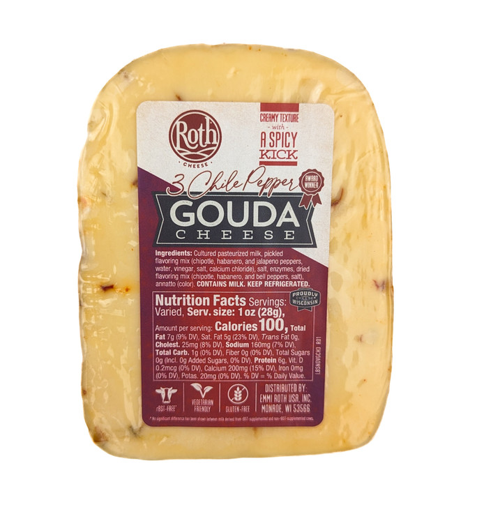 Roth - 3 Chile Pepper Gouda 5 oz - Front View