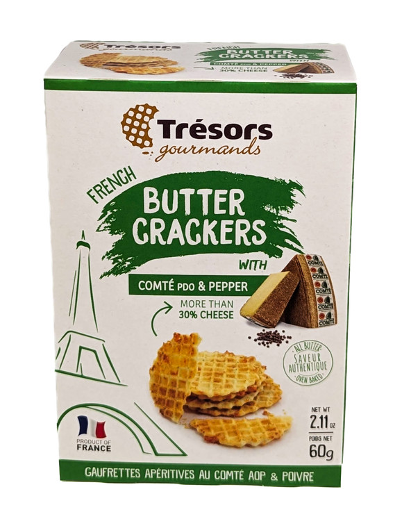Tresors Gourmands - French Butter Crackers With Comte PDO and Pepper - 2.11 oz