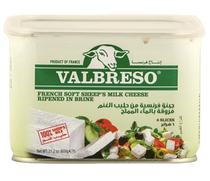 Valbreso Feta Sheep Cheese Ripened in Brine in a Tin 21.2oz