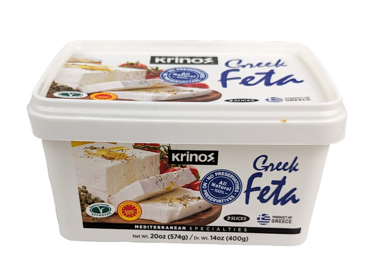 Krinos Greek Feta 100% All Natural in Tub 20oz