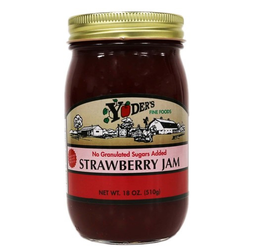 Yoder's Sweetened Only with Fruit Juices, No Granulated Sugars Added Strawberry Jam – 18oz Jar