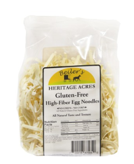 Beiler’s Heritage Acres Gluten-Free High Fiber Egg Noodles – 10 oz