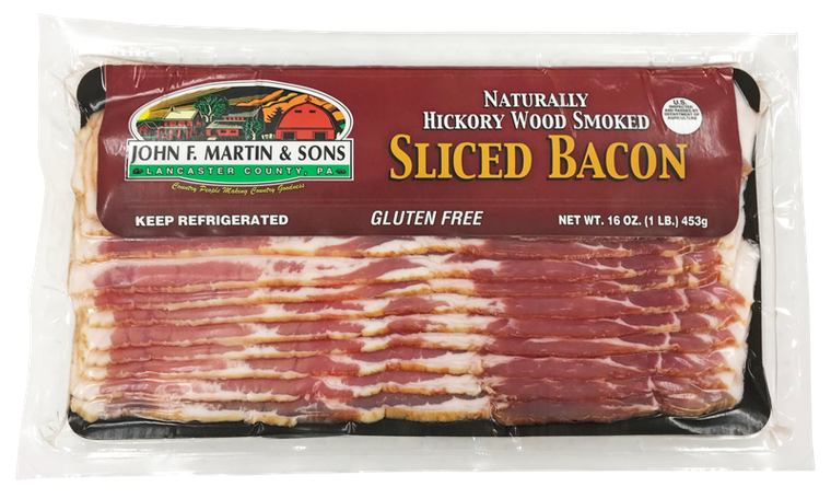 JOHN F MARTIN & SONS HICKORY WOOD SMOKED SLICED BACON 1 LB (12 PACK)