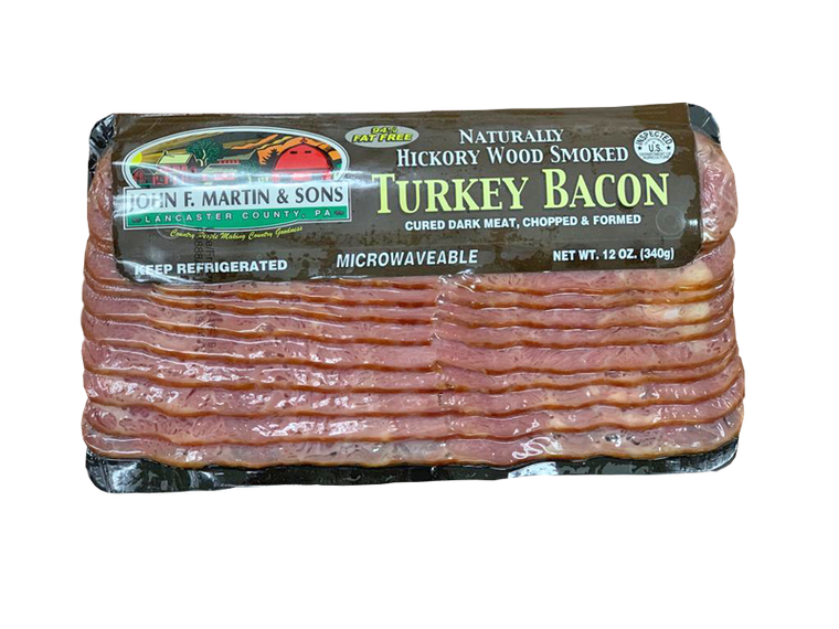 JOHN F MARTIN & SONS HICKORY WOOD SMOKED TURKEY BACON 12 OZ (4 PACK)