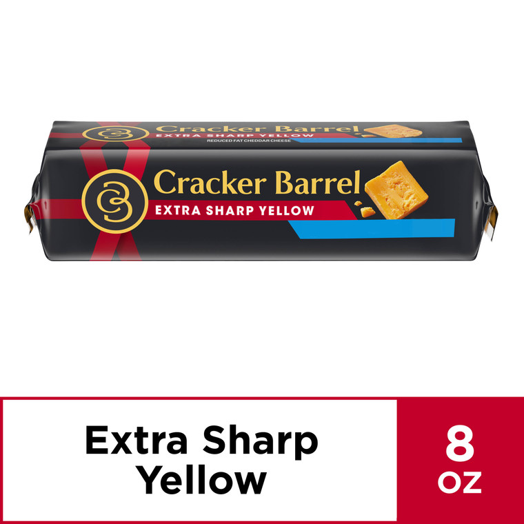 CRACKER BARREL NATURAL REDUCED FAT EXTRA SHARP CHEDDAR CHEESE. 8 OZ