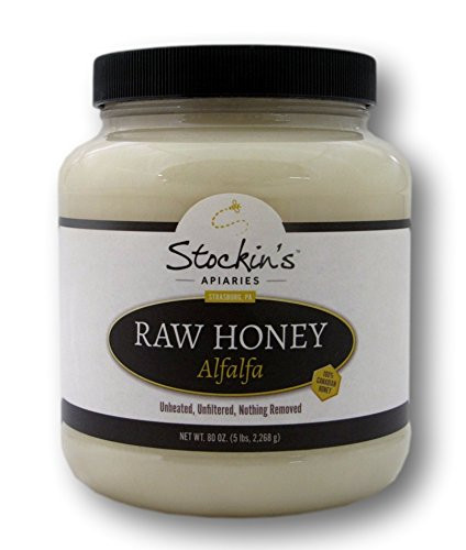 STOCKIN'S UNFILTERED AND UNHEATED RAW ALFALFA HONEY. 5 LB (6 PACK)