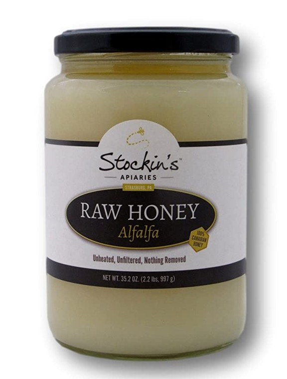 STOCKIN'S UNFILTERED AND UNHEATED RAW ALFALFA HONEY. 17 OZ