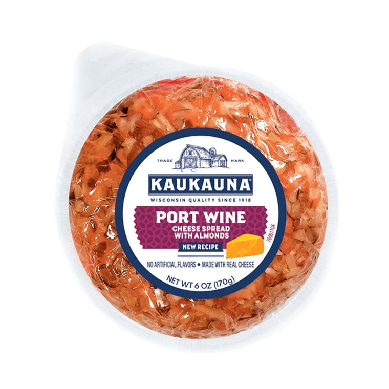 KAUKAUNA  PORT WINE CHEDDAR CHEESE SPREAD WITH ALMONDS 6 OZ
