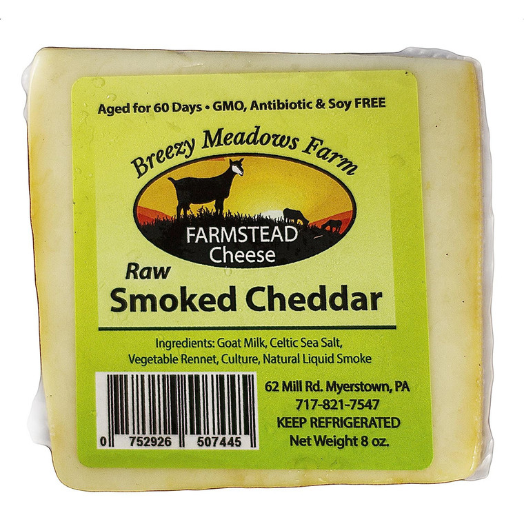 BREEZY MEADOWS FARM RAW SMOKED CHEDDAR (GOAT MILK ONLY) 8 OZ