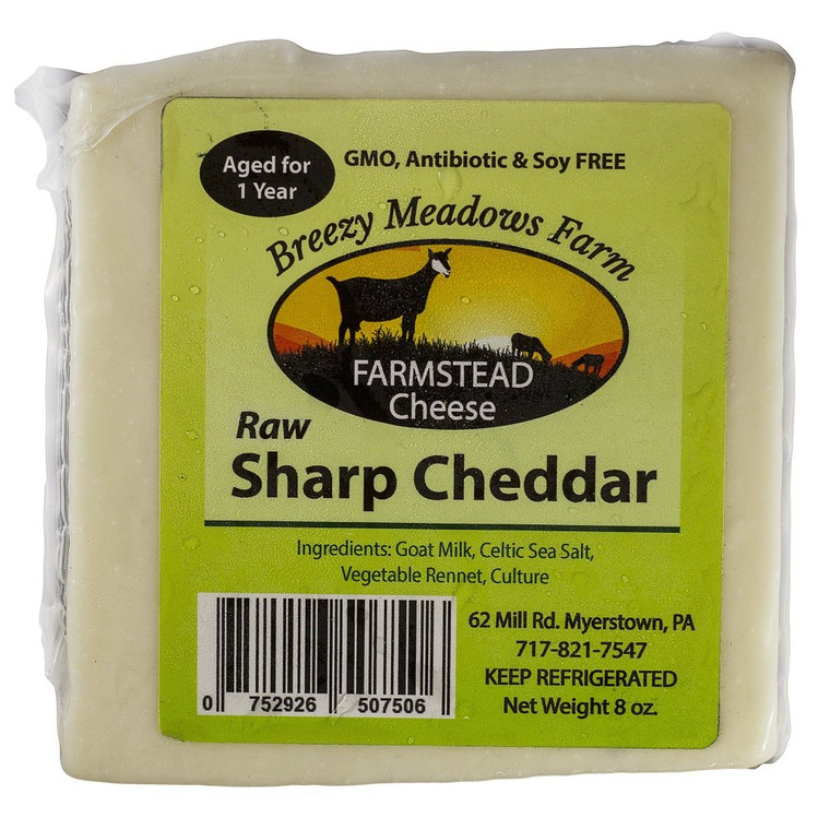 BREEZY MEADOWS FARM RAW SHARP CHEDDAR (GOAT MILK ONLY) 8 OZ