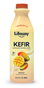 Mango Low Fat Kefir, Lifeway, 32 oz, Pack of 6