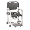 Elite Shower Chair Commode with Slideout Footrest and Safety Belt Gray