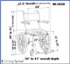 Nuprodx MC4020Ped Pediatric Self-Propelled Shower Commode Chair Product Measurement