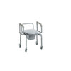 Steel Drop-Arm Commode with Wheels and Padded Armrests Closed Lid