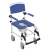 Aluminum Rehab Shower Commode Chair with Four Rear-locking Casters Open Bucket