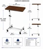 Lumex Deluxe Tilt Overbed Table Dimensions