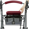 Medline Basic Steel Rollator with Microban Burgundy Upholstery Underseat Bag