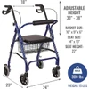 Lumex Walkabout Lite Four-Wheel rollator Dimensions