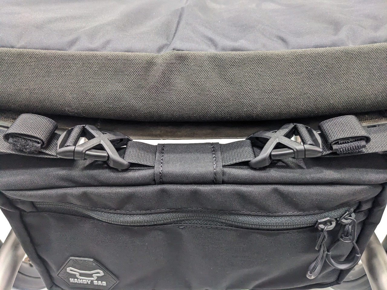 Wheelchair under seat pouch top view