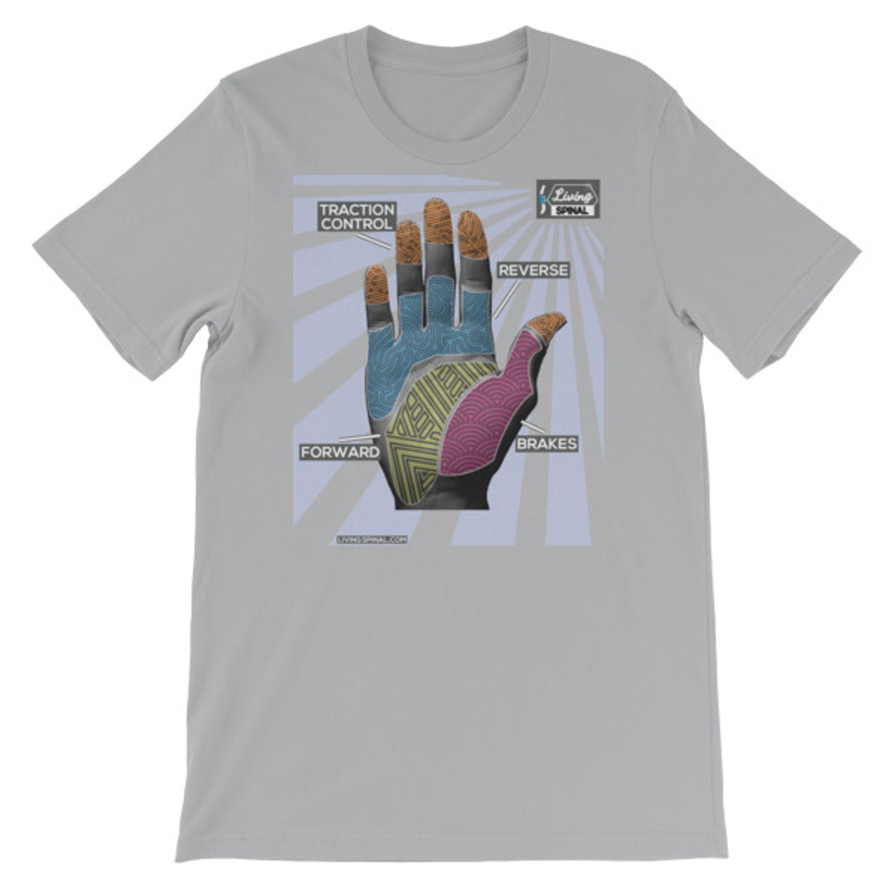 Wheelie Hand-Map, t-shirt by Living Spinal