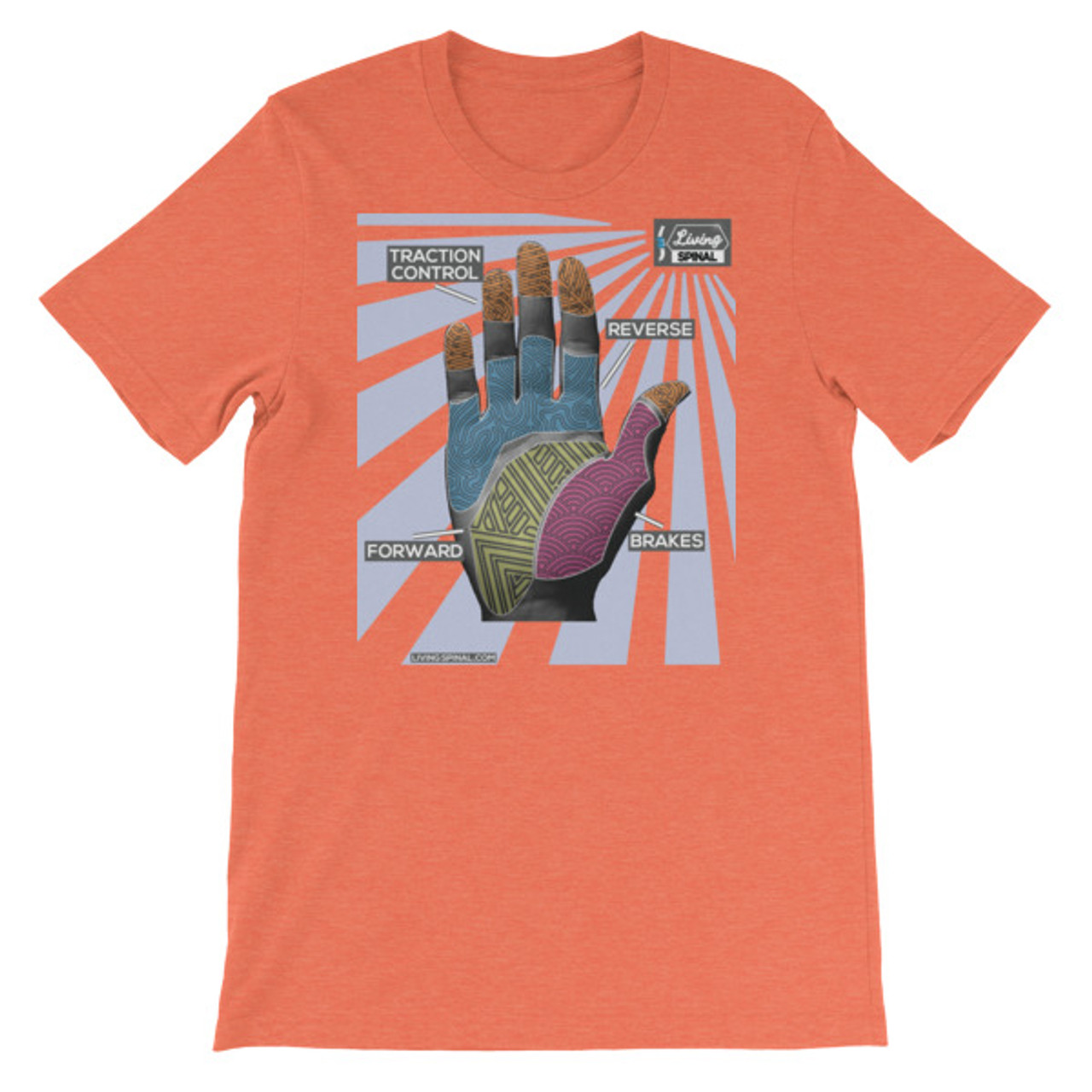 Wheelie Hand-Map, t-shirt by Living Spinal