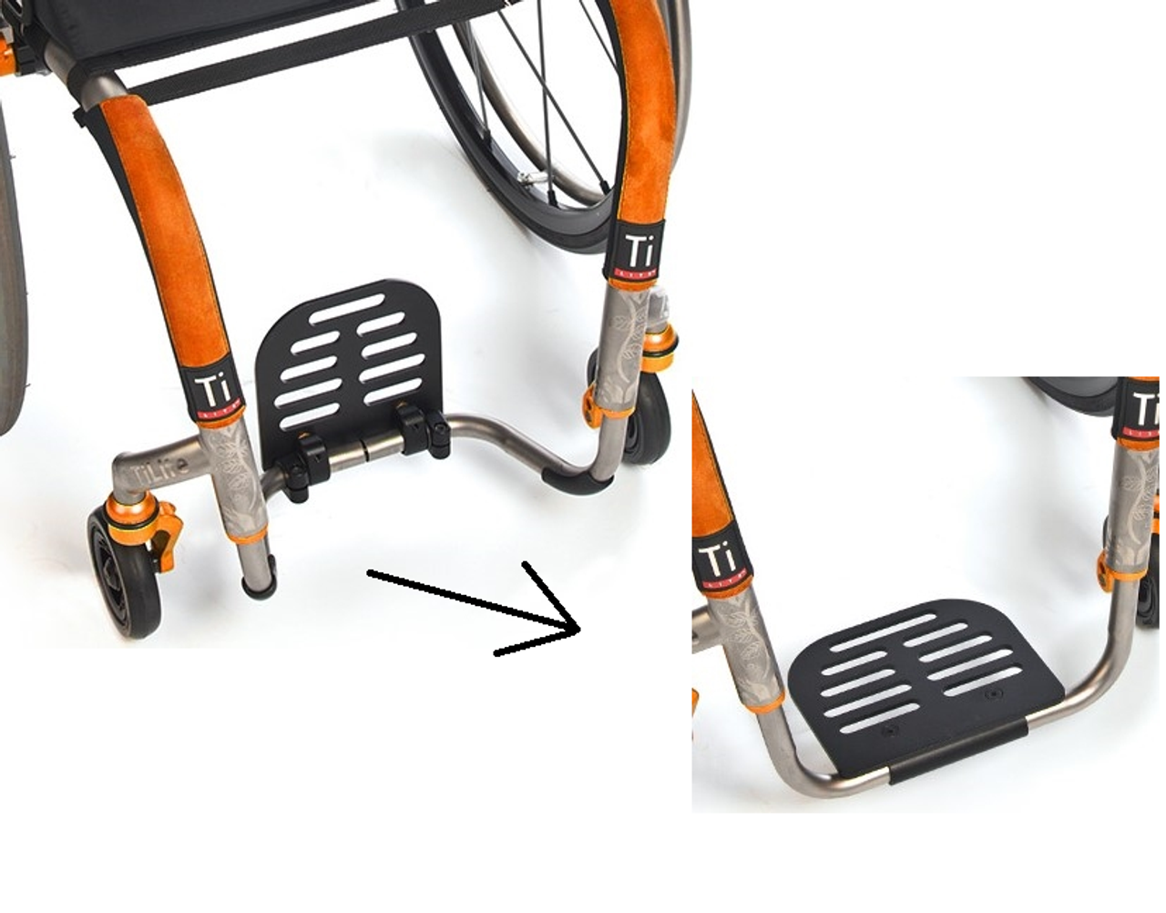 TiLite Angle Adjustable Aluminum Footrest Living Spinal