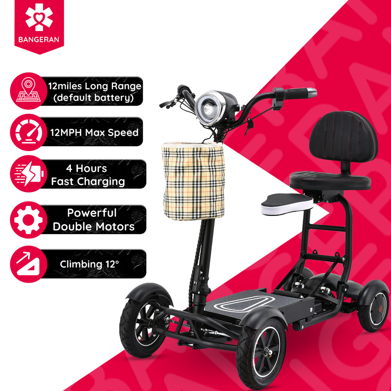 Dragon Mobile EX Foldable Mobility Scooter, by Bangeran | Living