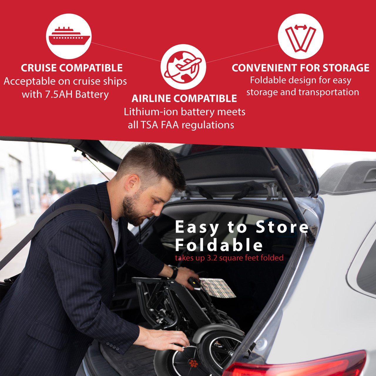 Dragon Mobile EX Foldable Mobility Scooter Storing