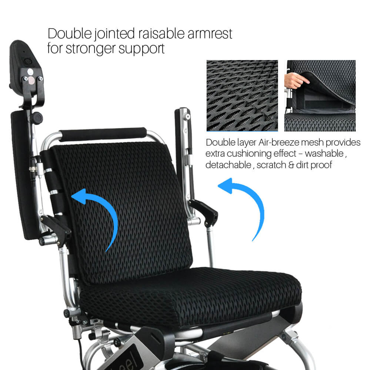 Warehouse Sale-The Foldawheel Featherweight with Right Side Controller, Raisable Footrest, External Charging Cable and Travel Bag