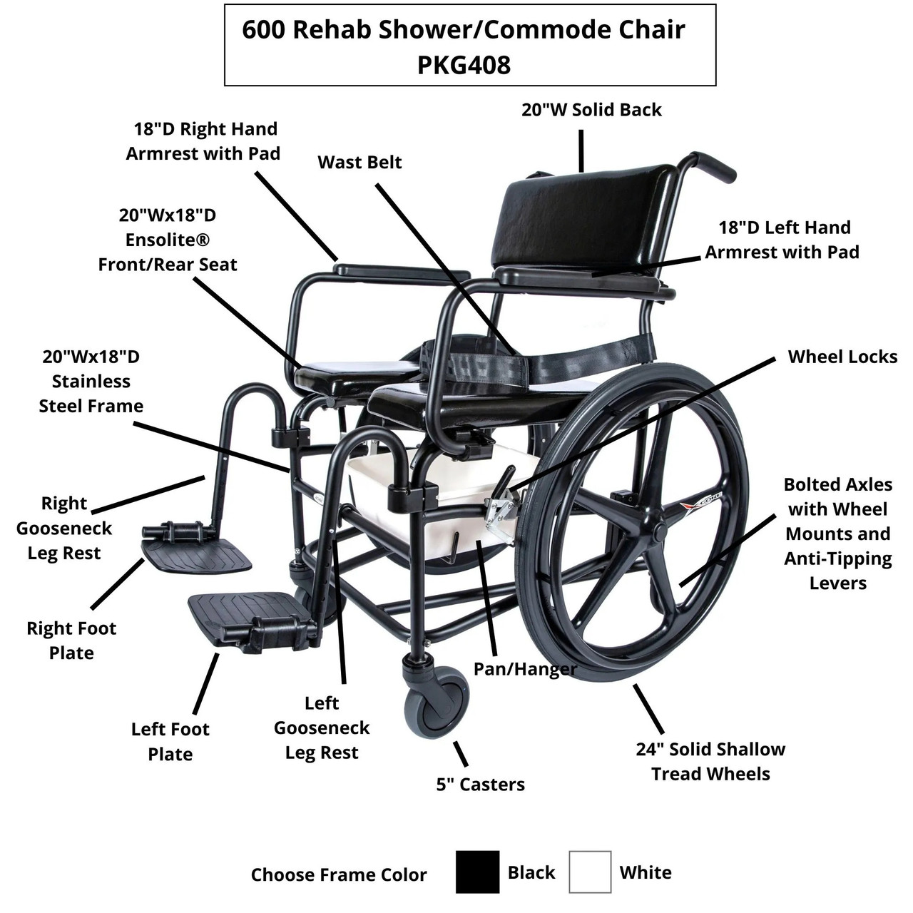 ActiveAid 600 Rigid Shower Chair by Altimate Medical | Living Spinal