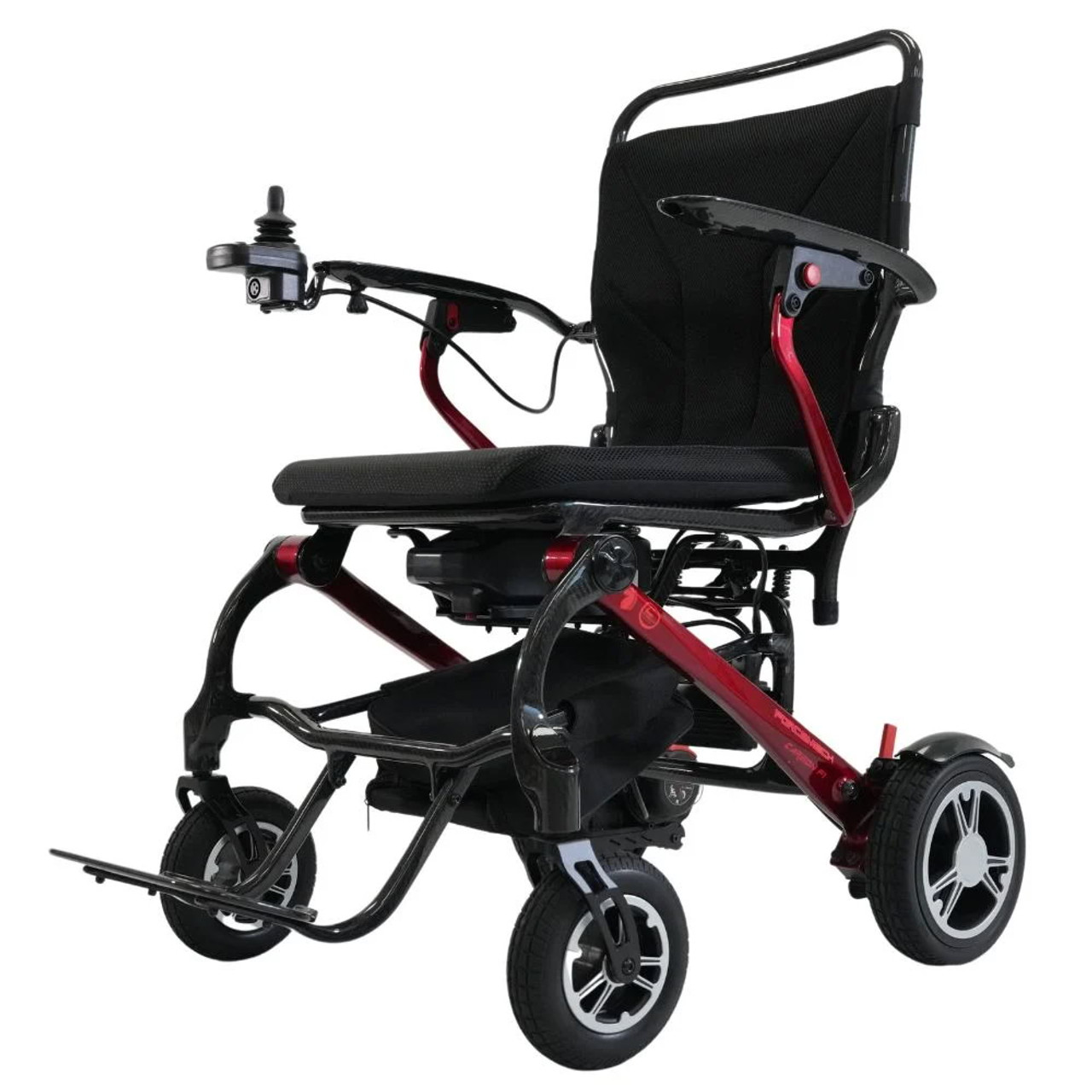 Forcemech Carbon F1 Lightweight Foldable Powerchair Side Red Forcemech Carbon F1 Lightweight Foldable Powerchair Side Red