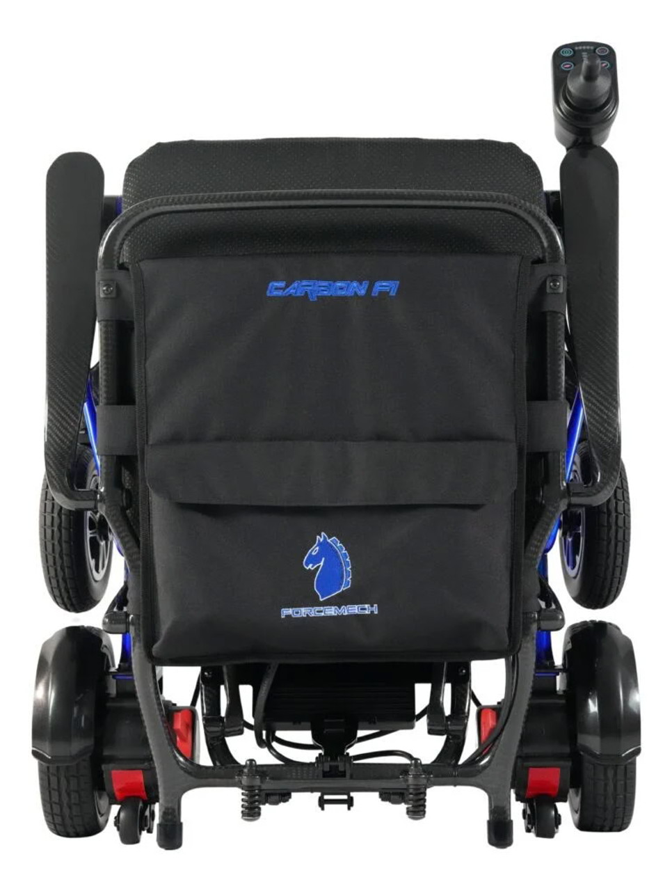Forcemech Carbon F1 Lightweight Foldable Powerchair Folded Front Forcemech Carbon F1 Lightweight Foldable Powerchair Folded Front