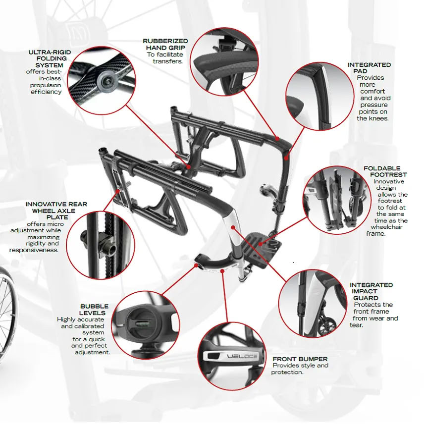 VELOCE Carbon Folding Wheelchair Parts