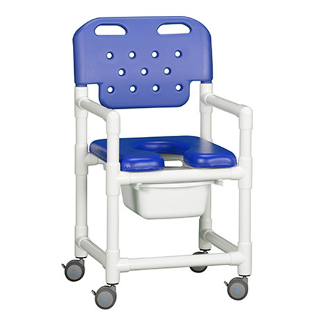 Economy Shower Chair Commode Soft Seat - Slant Blue