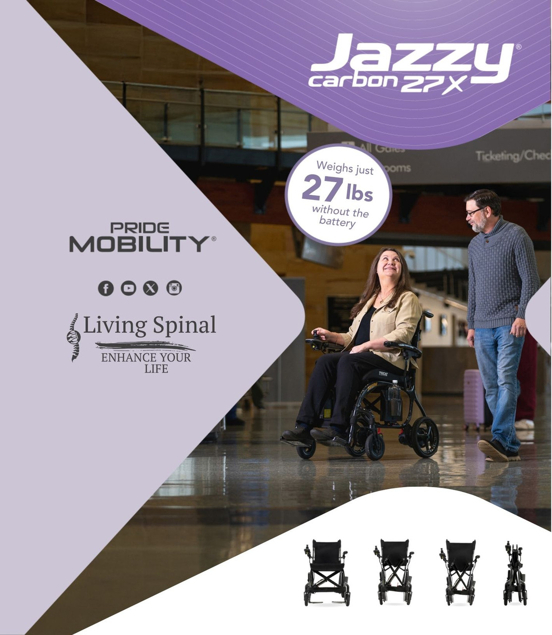 Pride Mobility  Jazzy Carbon 27X Ultralight Folding Power Wheelchair poster