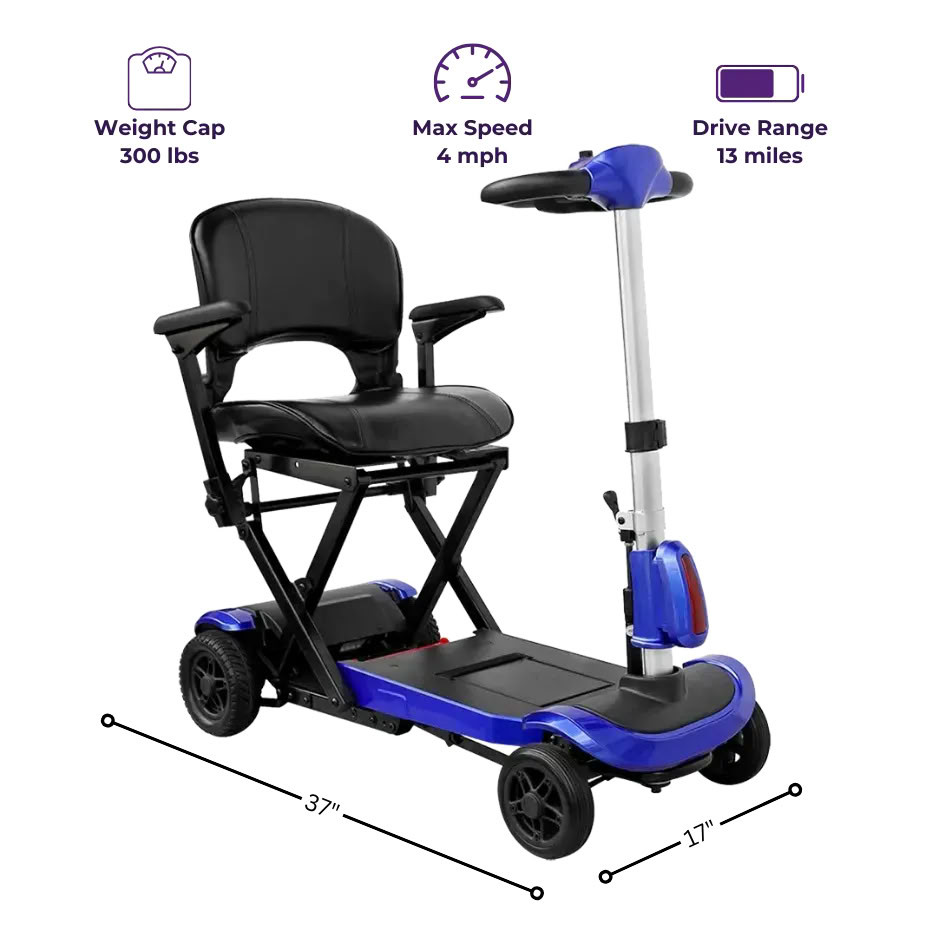 Drive Medical ZooMe Auto-Flex Folding Travel Scooter Features