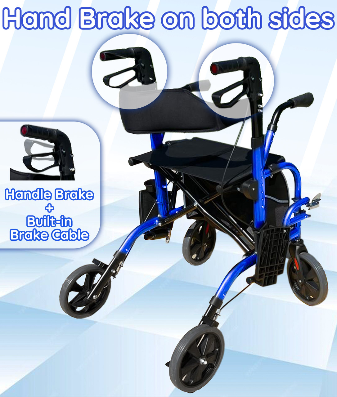 DayWalker Rollator Hand Break Blue