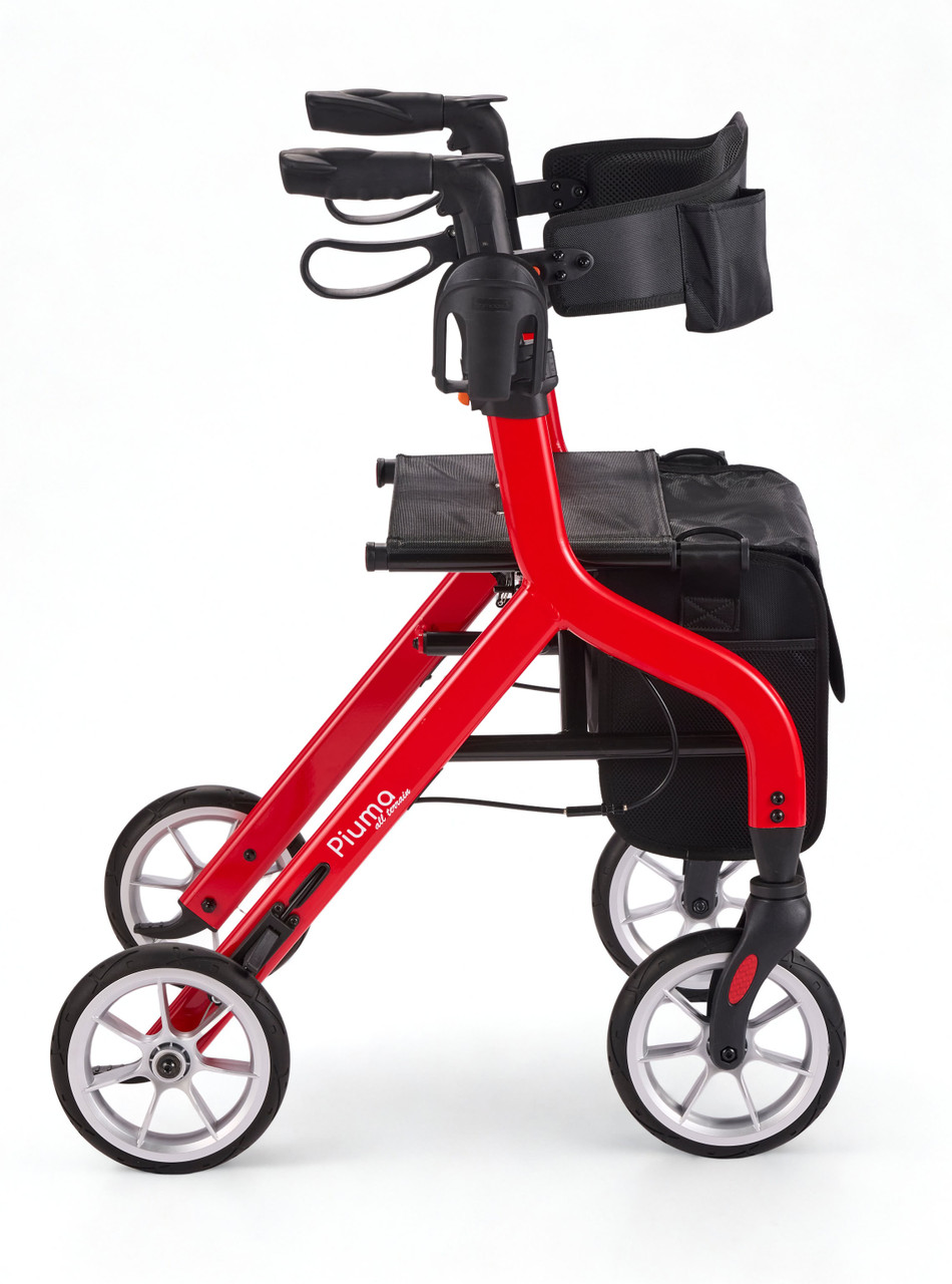 Piuma Ultra-Light Rollator Walker Modena Red Side