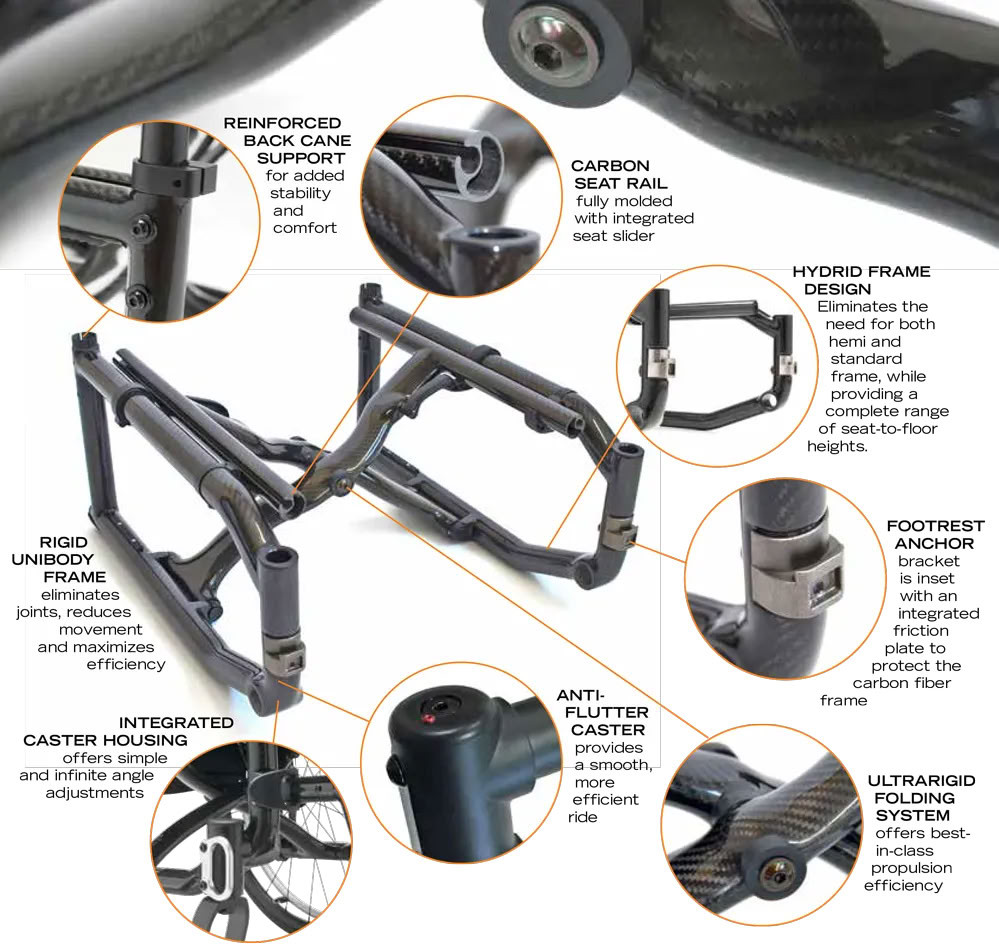 Helio C2 Carbon Fiber Folding Wheelchair Parts