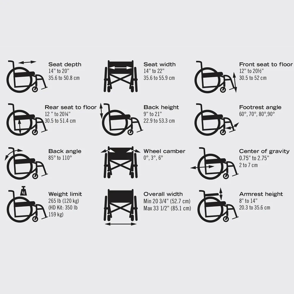 Helio A6 Aluminum Folding Wheelchair Sides