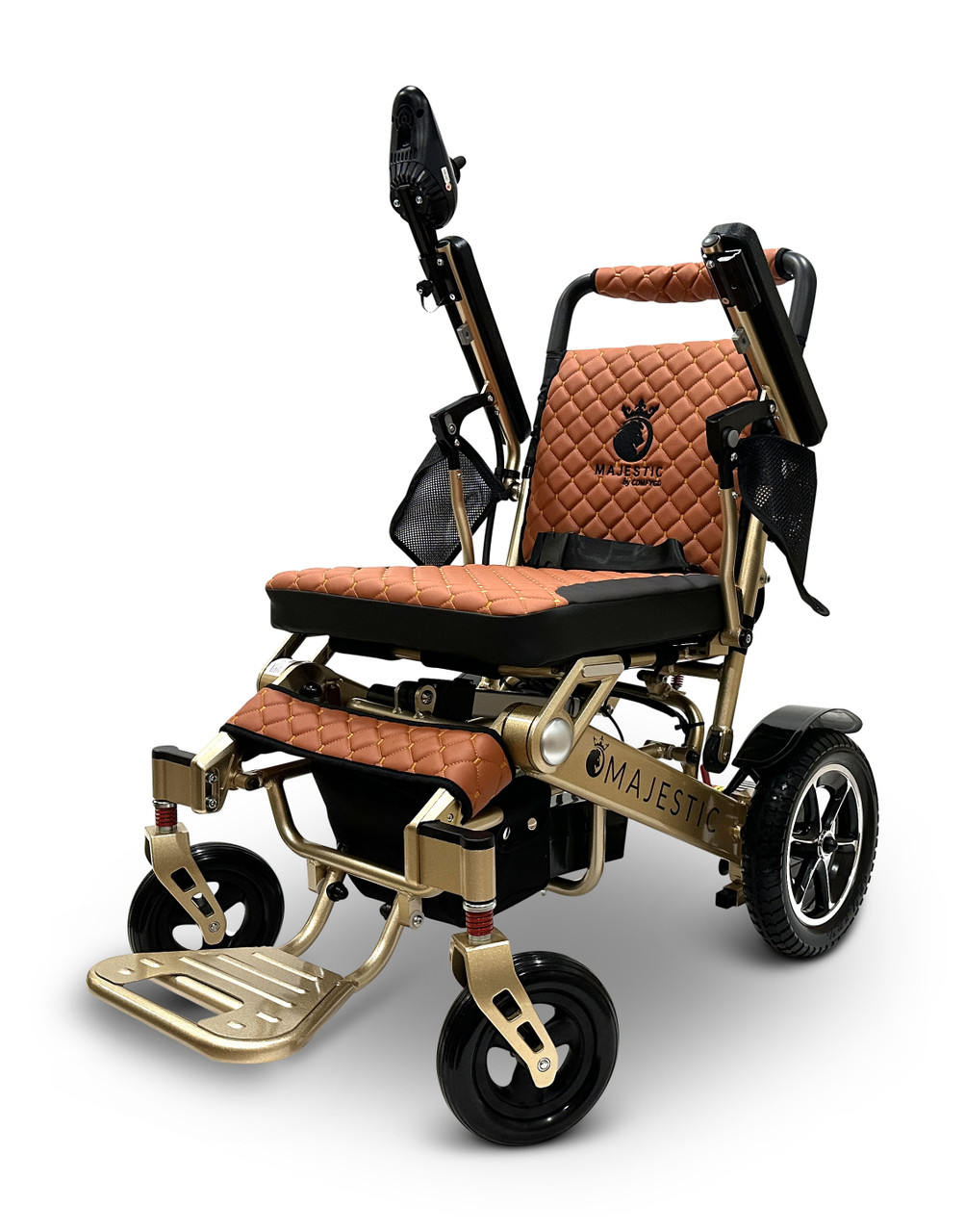 MAJESTIC IQ-7000 Auto Folding Remote Controlled Electric Wheelchair Bronze Frame Taba Textile