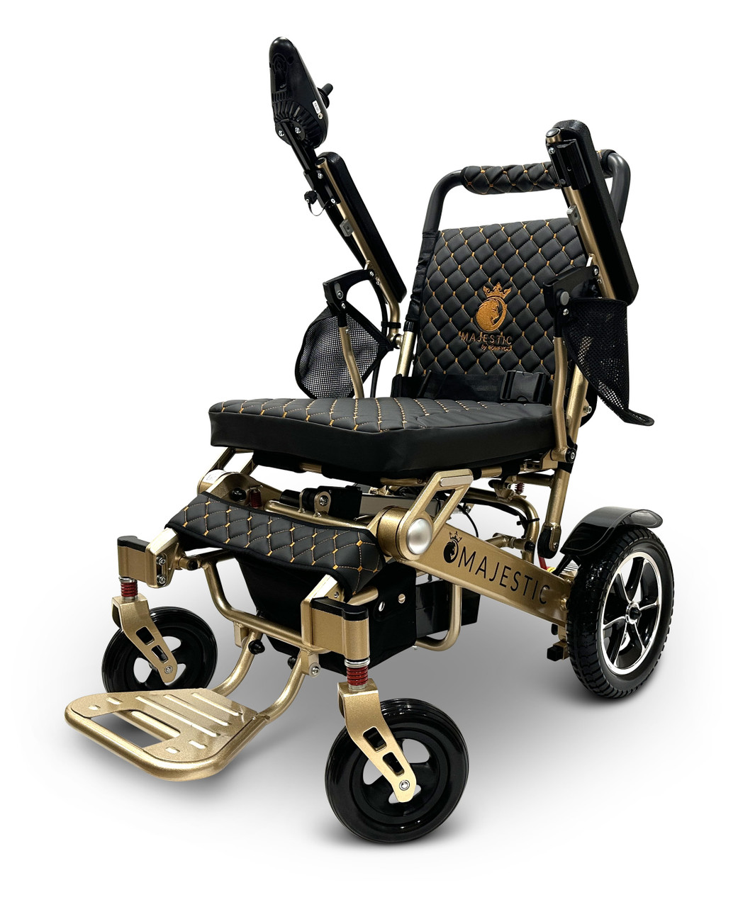 MAJESTIC IQ-7000 Auto Folding Remote Controlled Electric Wheelchair Bronze Frame Black Textile