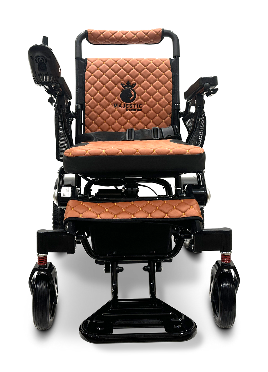 MAJESTIC IQ-7000 Auto Folding Remote Controlled Electric Wheelchair Black Frame Taba Textile